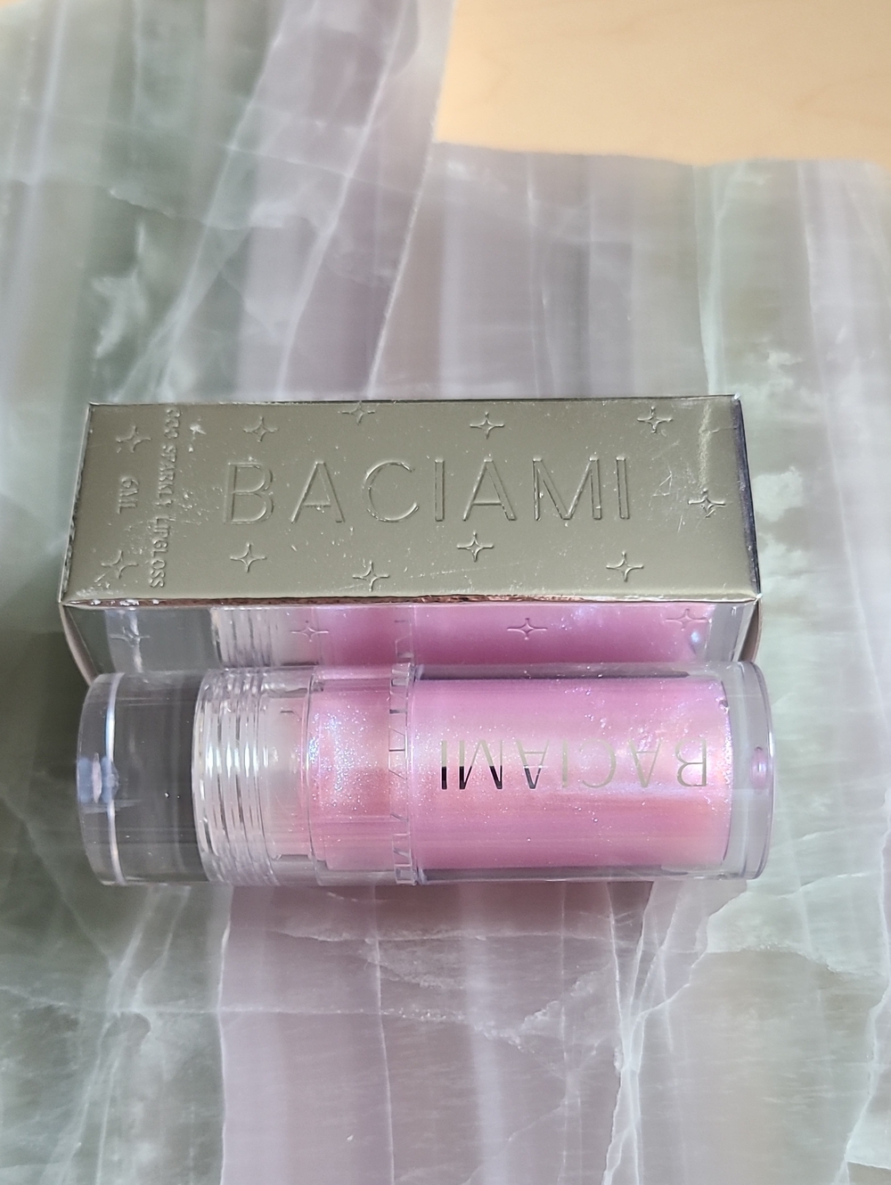 Baciami Glitter Bomb Lip Gloss - Iridescent Pink